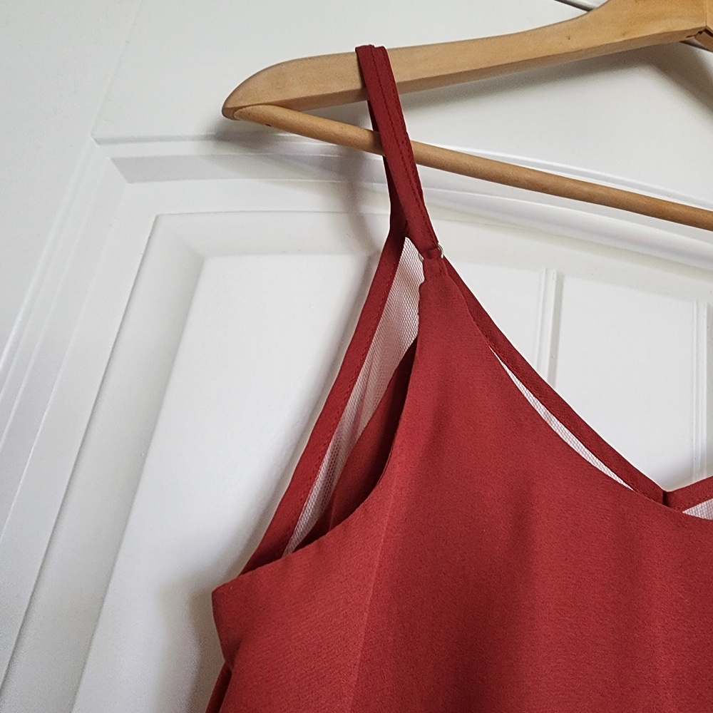 Lulu's Rust Orange Mesh Tank Top Small - Picture 5 of 9